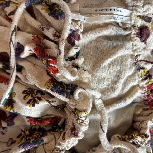Anthropologie Puff Sleeve Wild Flowers Romper Smocked Oversized Size Small - Picture 9 of 9